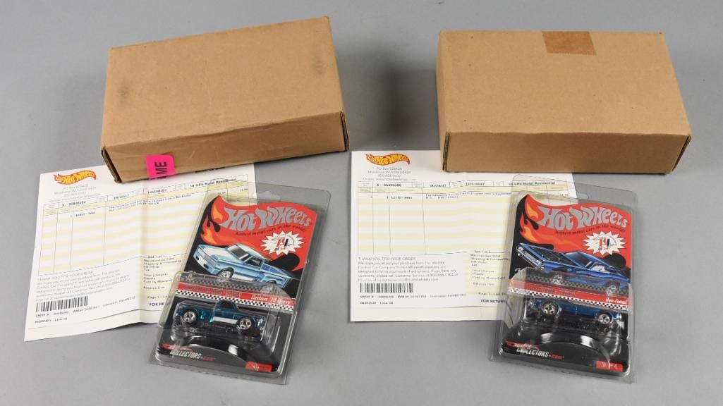 (2) 2007 Mattel Hot Wheels RLC Limited Edition-MOC-NOS: Lot is two 2007 Mattel Hot Wheels Red Line Club Limited Edition-MOC-Redline NOS. Includes Custom '69 Chevy 1665/7631 and Bye-Focal 3355/7716. Single owner collection from the largest toy collector on