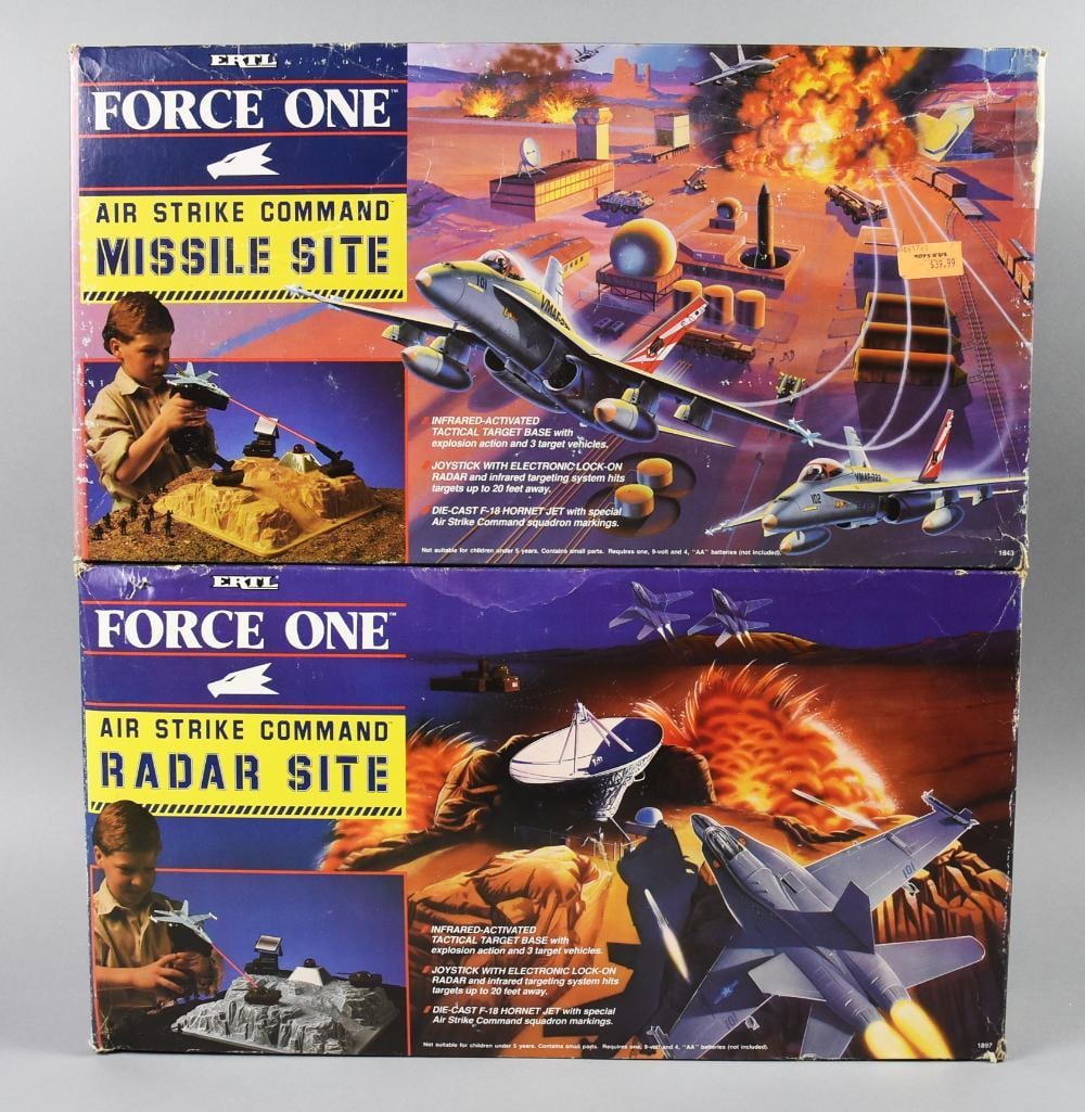 (2) 1990 Ertl Force One-Missile Site & Radar Site-MIB-NOS: Lot is two 1990 Ertl Force One-Missile Site & Radar Site-MIB-NOS. Single owner collection from the largest toy collector on the West Coast.