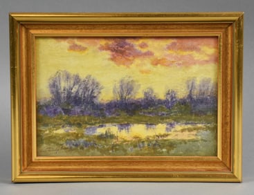 Charles Partridge Adams (1858-1942) 1890 Watercolor Landscape