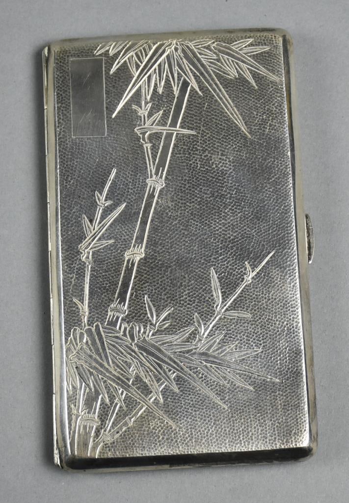 Vintage Japanese Sterling Bamboo Card  Cigarette Case (1 of 5)