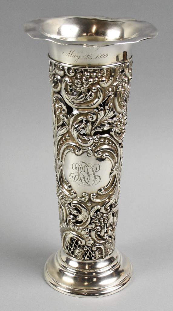 1899 Dominick & Haff Sterling Reticulated Trumpet Vase (1 of 9)
