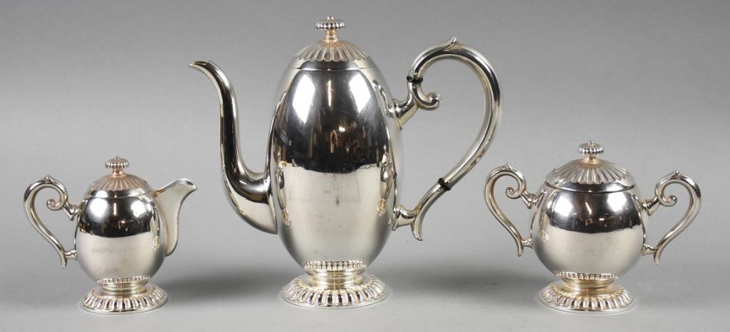 c1920 Art Deco TH Marthinson Norway Sterling Tea Set (1 of 6)