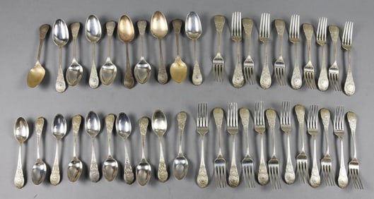 Moresque Sterling Forks and Spoons Antique EE Isbell & Co