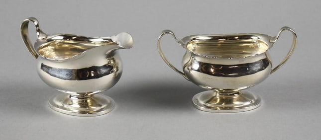 c1925 Arthur Stone Sterling Cream Pitcher & Sugar Bowl