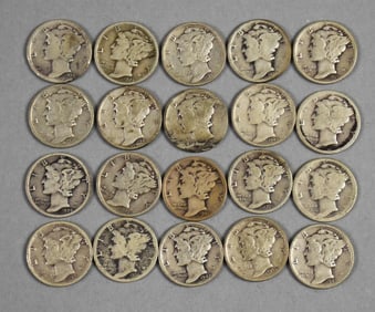 (20) 1920s-1940s Mercury Silver Dimes