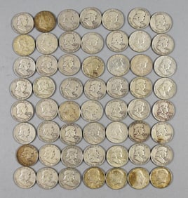 (56) 1950s-60s Franklin/Kennedy Halfs 90% Silver-G to VG