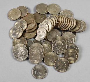 (55) 1970s Eisenhower Dollars, Clad-Unsorted