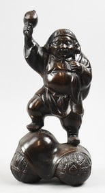 c1960 Japanese Cast Iron Daikokuten Statue, NOS
