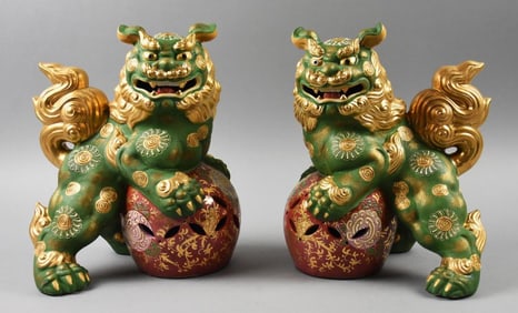 Vintage Japanese Kutani Foo Lions or Dogs