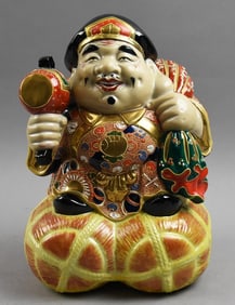 Vintage Japanese Moriage Porcelain Daikokuten Figure