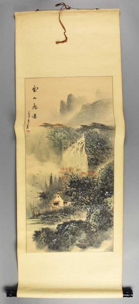 Vintage Japanese Kakemono Landscape w/ Calligraphy (1 of 6)