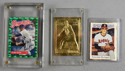 (3) Nolan Ryan Baseball Cards-Signed Donruss, 23K-PLUS