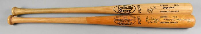 George Brett & Brian Harper Signed Baseball Bats
