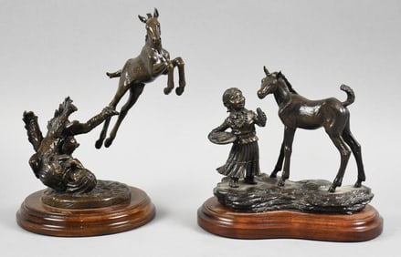 Douglas Downs (b1945) Pair of Cast Bronze Pair w/ COA