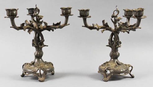 Art Nouveau Dautzenberg Figural Candelabra Pair