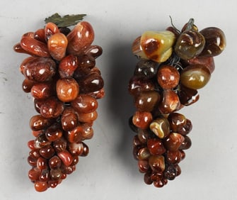 Vintage Carved Red Agate Grape Clusters