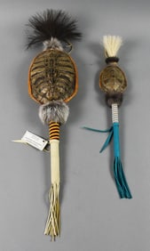 Pair Vintage Wet Foot Cherokee Turtle Shell Rattles-COA