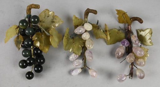 Vintage Chinese Jade & Amethyst Grape Clusters