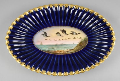 c1880 Haviland & Co Limoges Hand Painted Goose Platter