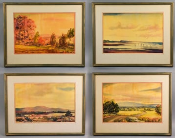 Vintage M and A Conrad Landscape Watercolor Paintings