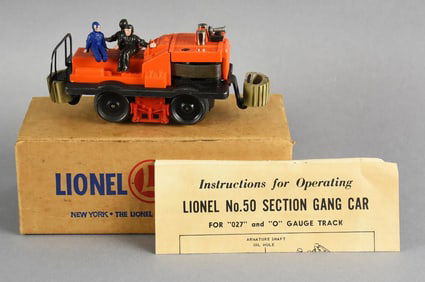 Post War Lionel O Gauge No. 50 Gang Car, Original Box