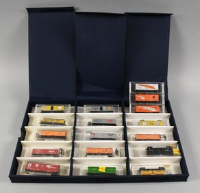 (17) Vintage Microtrains Rail Cars in Original Boxes w/ Case