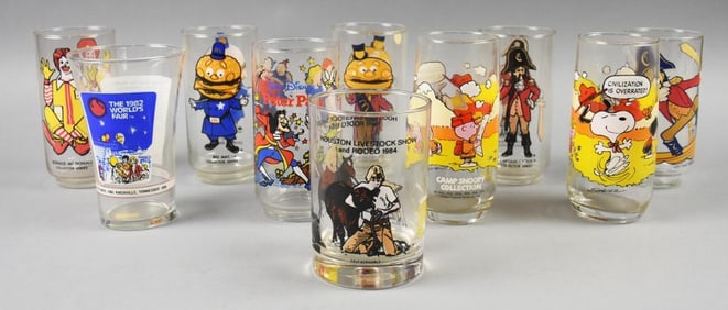 (10) 1970s-80s Vintage McDonald's Glass Tumbler Assortment