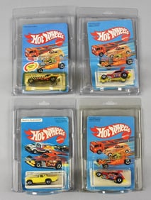 (4) 1970s-80s Mattel Hot Wheels Die-Cast Unpunched-MOC-NOS