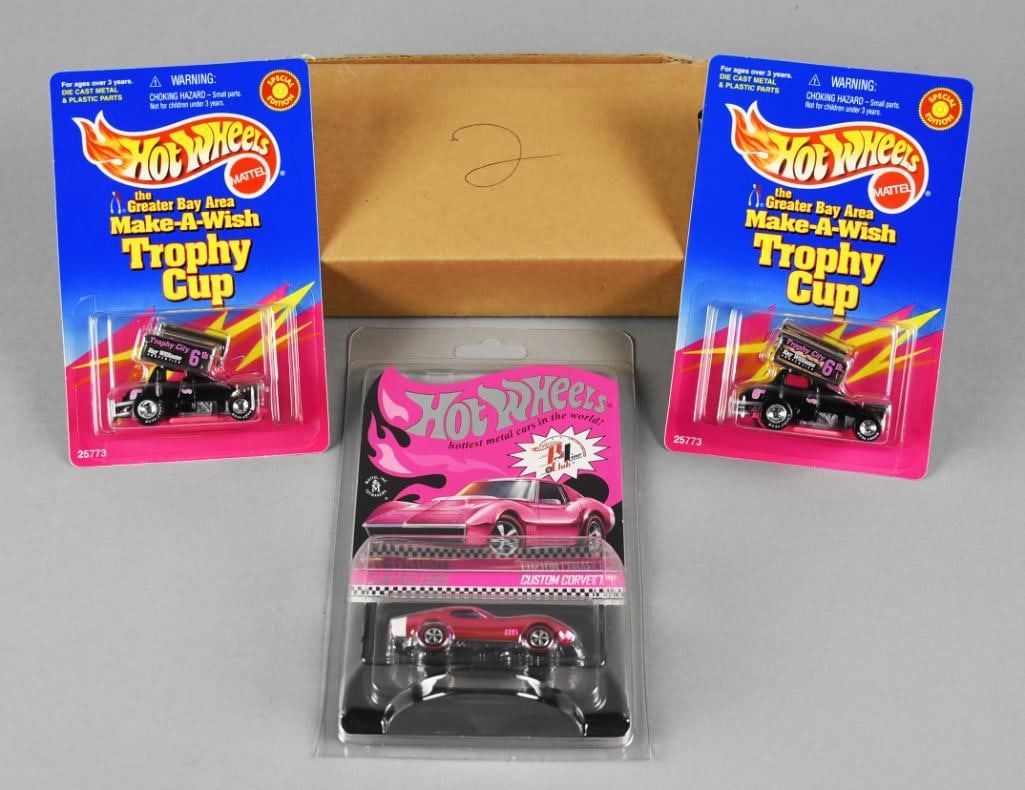 (3) 1999, 2018 Hot Wheels RLC Corvette, Trophy Cup-MOC-NOS (1 of 4)