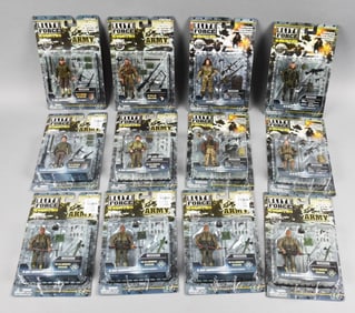 (12) 2000s BBi Elite Force Army Action Figures 1:18-MOC-NOS