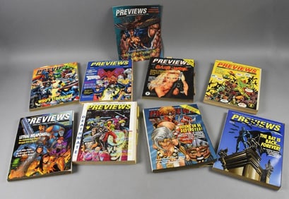(9) 1993, 95-96 Previews Comic Magazine w/ Trading Cards