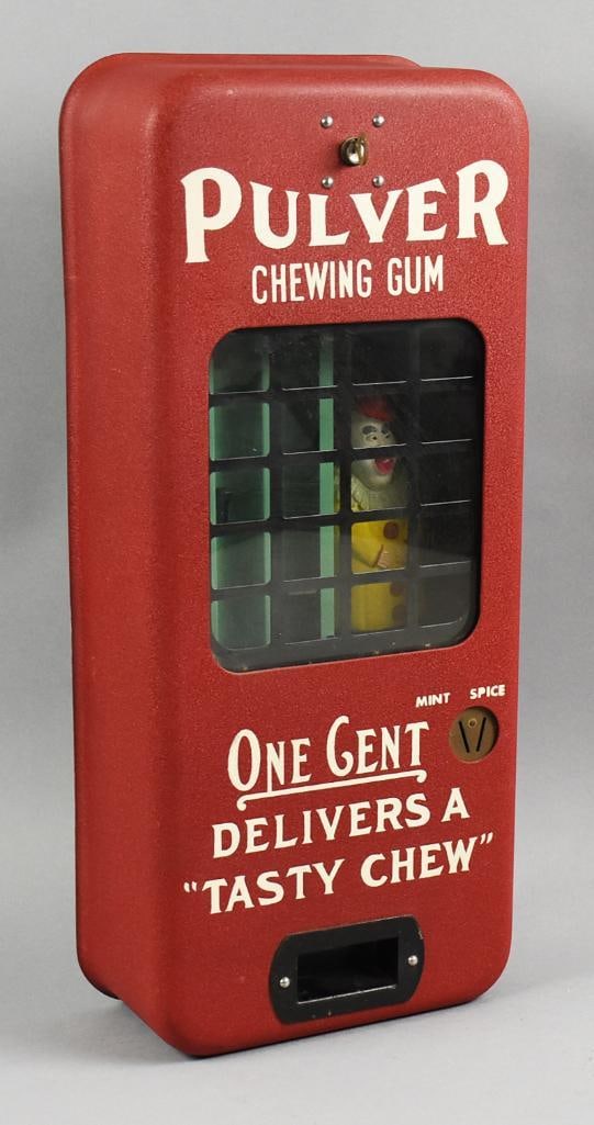 Antique One Cent 1c Pulver Chewing Gum Machine (1 of 11)