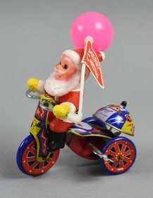 c1960 MTU Korea Tin Litho Wind-Up Santa on Tricycle