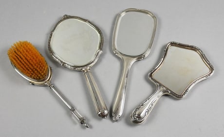 Vintage Sterling Silver Hand Mirrors and Hair Brush