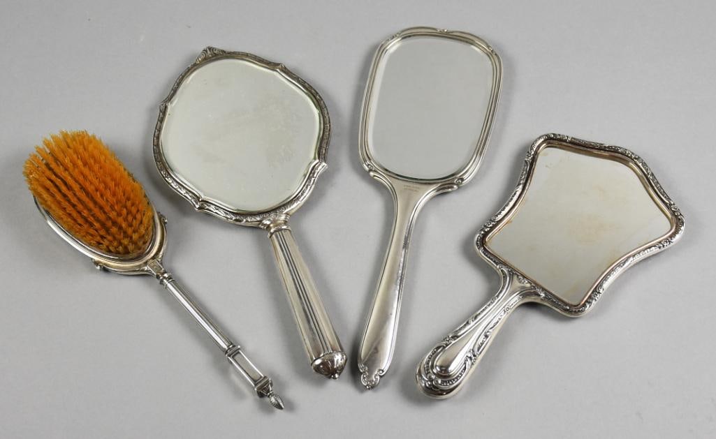 Vintage Sterling Silver Hand Mirrors and Hair Brush (1 of 9)