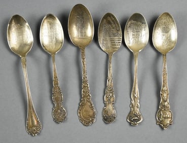 (6) Antique Sterling Silver Souvenir Spoons, 106g