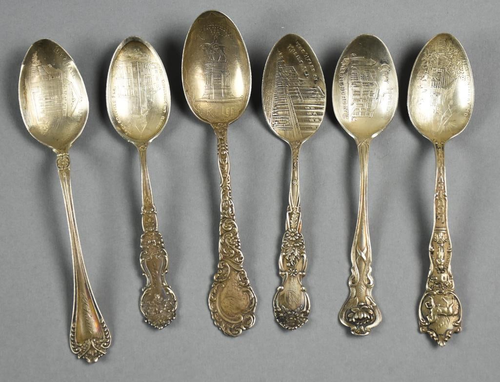 (6) Antique Sterling Silver Souvenir Spoons, 106g (1 of 8)