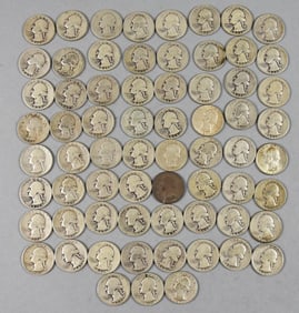 (67) 1930s-40s Washington Quarters 90% Silver-G to VG
