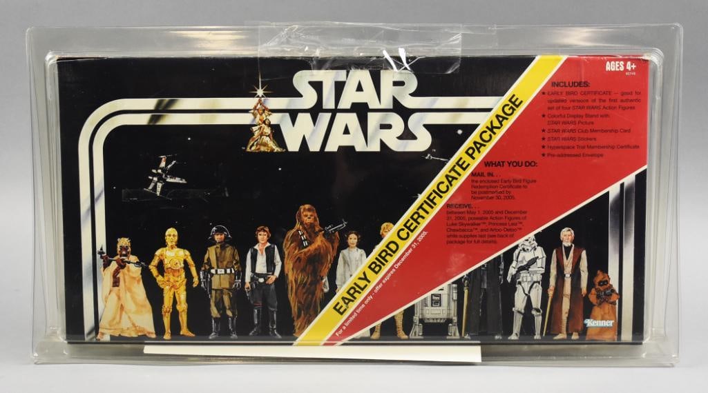 2005 Hasbro Star Wars Early Bird Certificate Package-NOS: Lot is a 2005 Hasbro Star Wars Early Bird Certificate Package-NOS. Single owner collection from the largest toy collector on the West Coast.