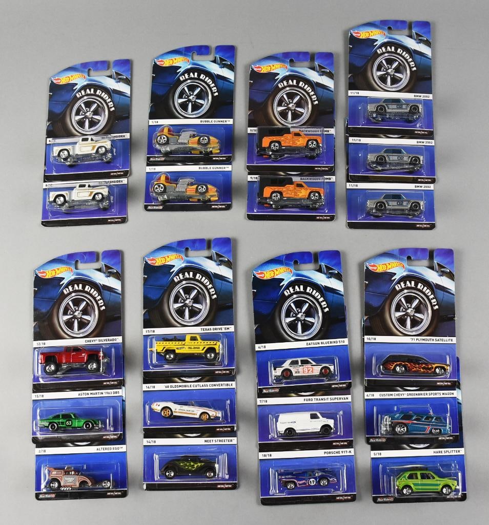 (21) 2014 Mattel Hot Wheels Real Riders Die-Cast-MOC-NOS: 2014 Mattel Hot Wheels Real Riders Die-Cast-MOC-NOS Chevy Silverado Aston Martin 1963 DB5 Altered Ego Texas Drive 'Em '68 Olds Cutlass Convertible Neet Streeter