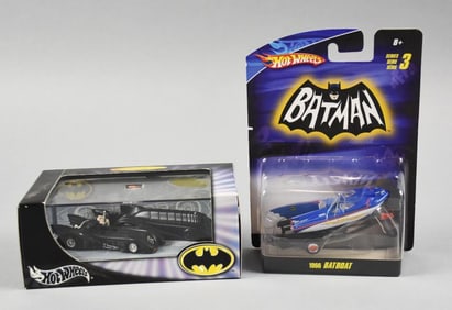(2) 2003, 09 Mattel Hot Wheels Batman Batmobile/ Batboat-NOS