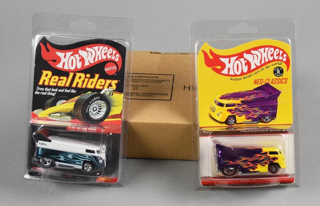 2006, 2016 Mattel Hot Wheels Real Riders. Neo-Classics-NOS: Two 2006, 2016 Mattel Hot Wheels Real Riders & Neo-Classics – NOS VW Drag Bus (Real Riders 1183/11000): This version of the iconic VW Drag Bus features the highly sought-after Real Riders rubber tir
