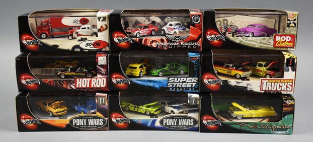 (9) 2001-02 Mattel 100% Hot Wheels 2 Car Packs-MIB-NOS