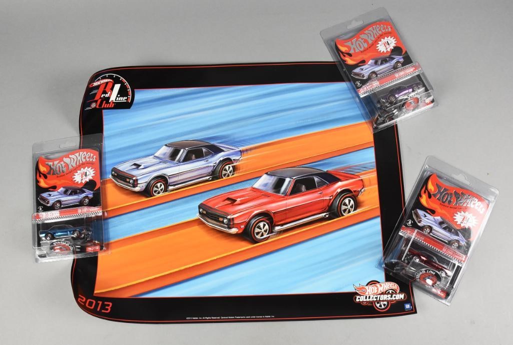 2013 Hot Wheels RedLine Club Kit, Poster-Ltd Ed Cars-MOC-NOS: Hot Wheels Collection Listing Hot Wheels Collection 2013 Hot Wheels RedLine Club Kit, Poster, Limited Edition Cars. Includes: '68 Copo Camaro (Dark Blu
