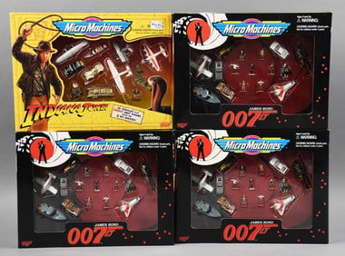 (4) 1995 Galoob Micro Machines Indiana Jones & 007-MIB-NOS
