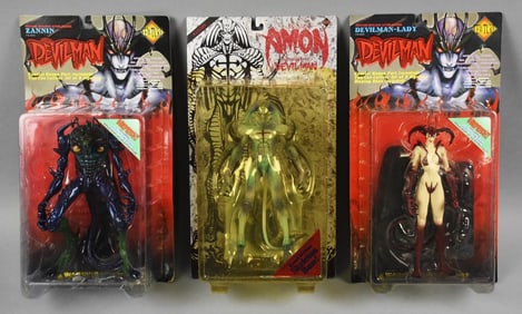 (3) 2000s Fewtur Devilman Action Figures - MOC-NOS
