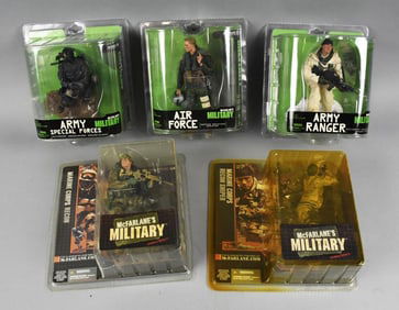 (5) 2005, 08 McFarlane McFarlane's Military Action Figs-NOS