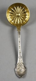 1875 Wood & Hughes Angelo Sterling Sugar Sifter, Gold Wash