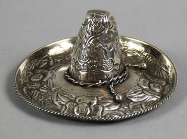 Vintage Signed Mexican Sterling Engraved Sombrero