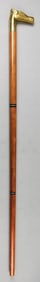 20th C Brass Horse Head Walking Stick-Hidden Flask